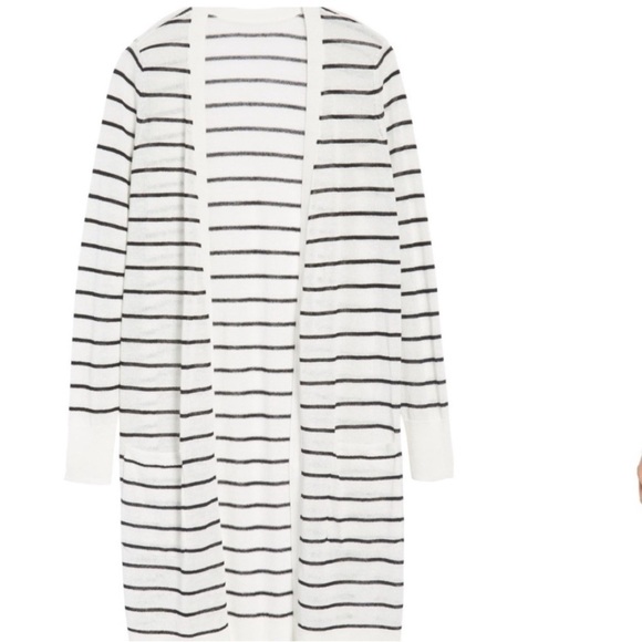 HALOGEN Open Style Linen Blend
Black White Striped Duster
Sweater Women Size Sm - Picture 4 of 9